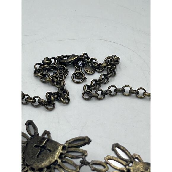 J. Crew Silver Tone Shades of Green Rhinestones Chain Clustered Necklace - Picture 14 of 16